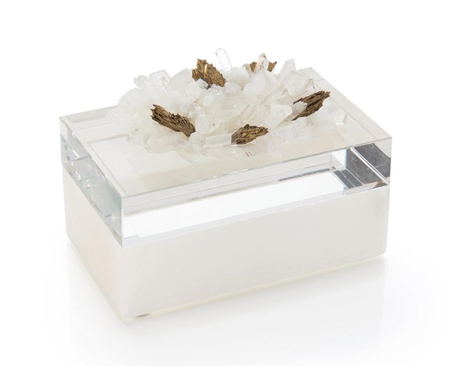 Alabaster Box Adorned With Quartz Crystals